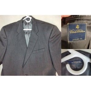 Brooks Brothers Mens Blazer 100% Wool Gray Sport Coat 46L USA Vintage Long Y2K